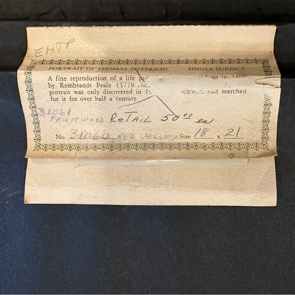 Framed Portrait of Thomas Jefferson with Gold and Red Accents - Picture 4 of 4